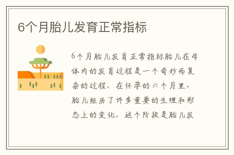 6個月胎兒發(fā)育正常指標